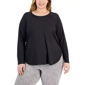 ID Ideology Women's Plus Size 3X Essentials Long Sleeve T-Shirt Black Pullover